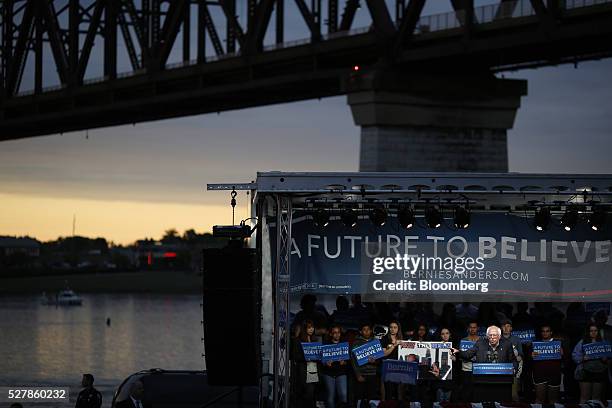 Senator Bernie Sanders, an independent from Vermont and 2016 Democratic presidential candidate, speaks during a campaign event in Louisville,...