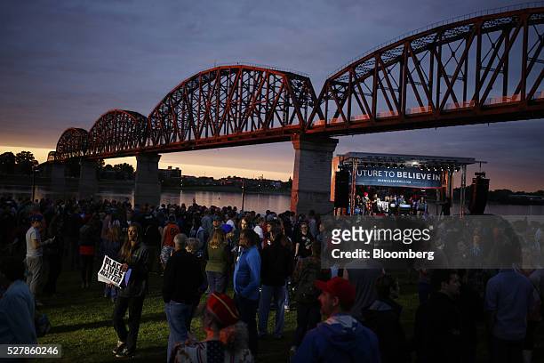 Attendees leave after a campaign event for Senator Bernie Sanders, an independent from Vermont and 2016 Democratic presidential candidate, not...