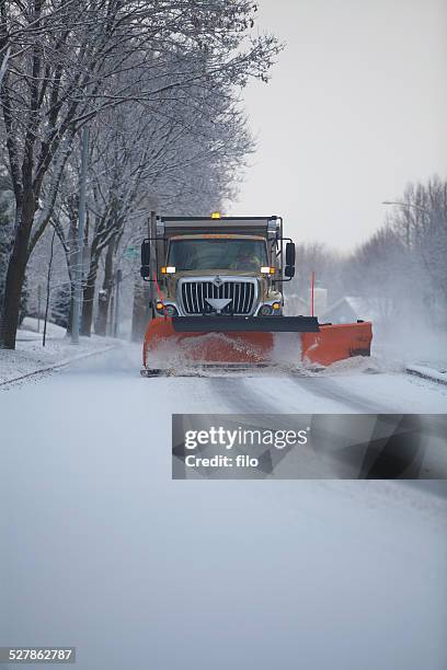 street snow plow - madison wi snowstorm stock pictures, royalty-free photos & images