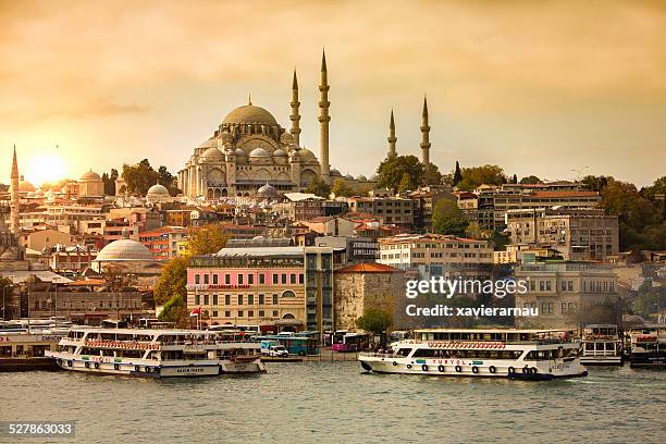 sunset in istanbul - bosporen bildbanksfoton och bilder