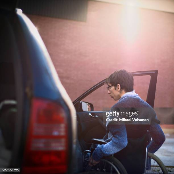 Active young man in wheelchair
