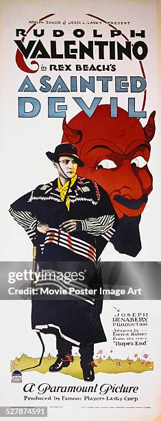 Poster for Joseph Henabery's 1924 drama 'A Sainted Devil' starring Rudolph Valentino.