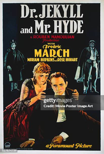 Poster for Rouben Mamoulian's 1931 horror 'Dr. Jekyll and Mr. Hyde' starring Fredric March and Rose Hobart.