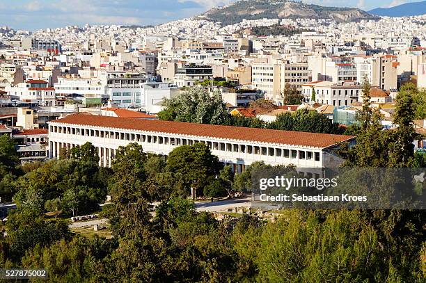 rooftop stoa of attalos, athens, greece - 1956 - fotografias e filmes do acervo
