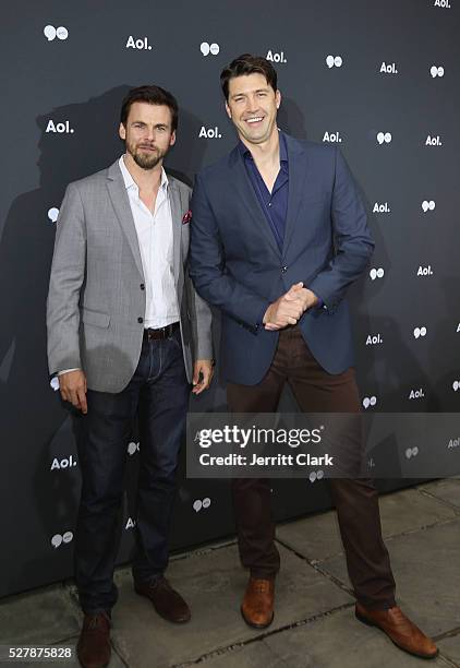 Actor Tommy Dewey and Actor Tug Coker attends the 2016 AOL Newfront on May 3, 2016 in New York City.