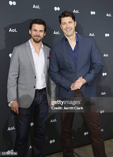 Actor Tommy Dewey and Actor Tug Coker attends the 2016 AOL Newfront on May 3, 2016 in New York City.