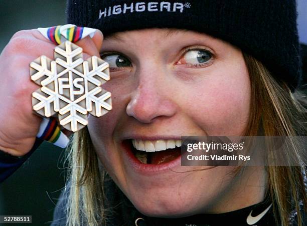 Wintersport/Ski Alpin : WM 2005, Santa Caterina, 30.01.05;Super G/Frauen;Julia MANCUSO/USA - Bronze -