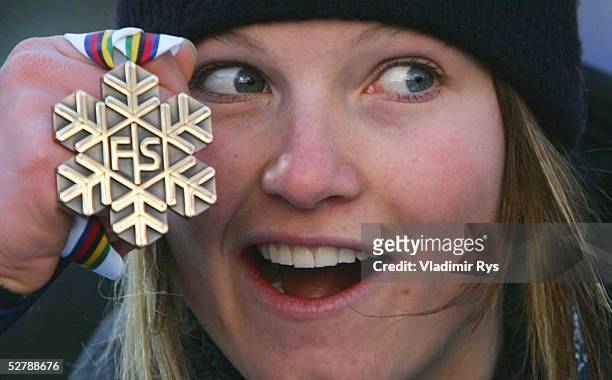 Wintersport/Ski Alpin : WM 2005, Santa Caterina, 30.01.05;Super G/Frauen;Julia MANCUSO/USA - Bronze -