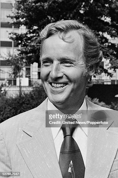 English actor and television presenter, Nicholas Parsons pictured at a press call to launch the television game show Sale of the Century in England...