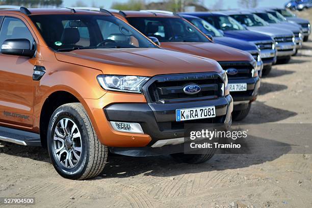 ford ranger vehicles in a row - trucks in a row stock pictures, royalty-free photos & images