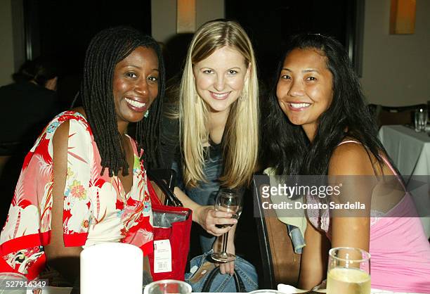 Karen Brailsford, Lauren Lyster and Alice Chung during Levi's 501-Caroline Calvin Reception at The Pearl Restaurant in West Hollywood, California,...