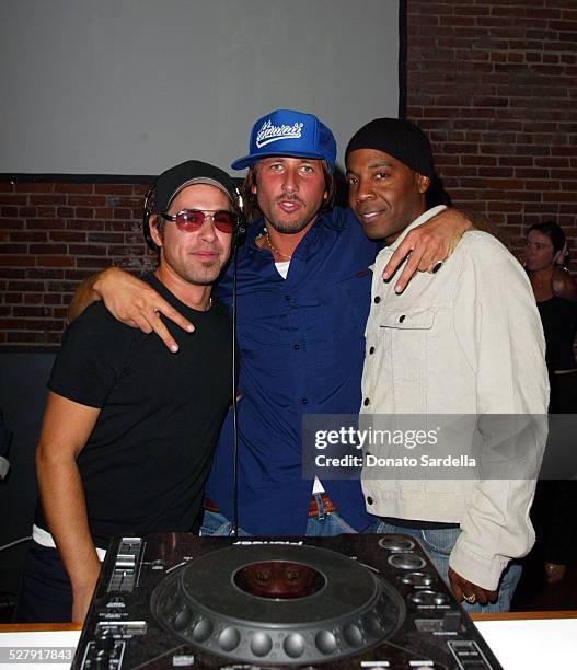 Alexi Delano, Miguel Migs and guest during GQ Presents In the Mix with Bacardi Limon at The Ivar in Hollywood, California, United States.