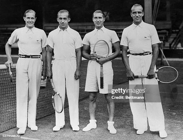 German Davis Cup Team Ready for Practice. Wimbledon, London, England: Here is the German Davis Cup team pictured on the courts at Wimbledon, England,...