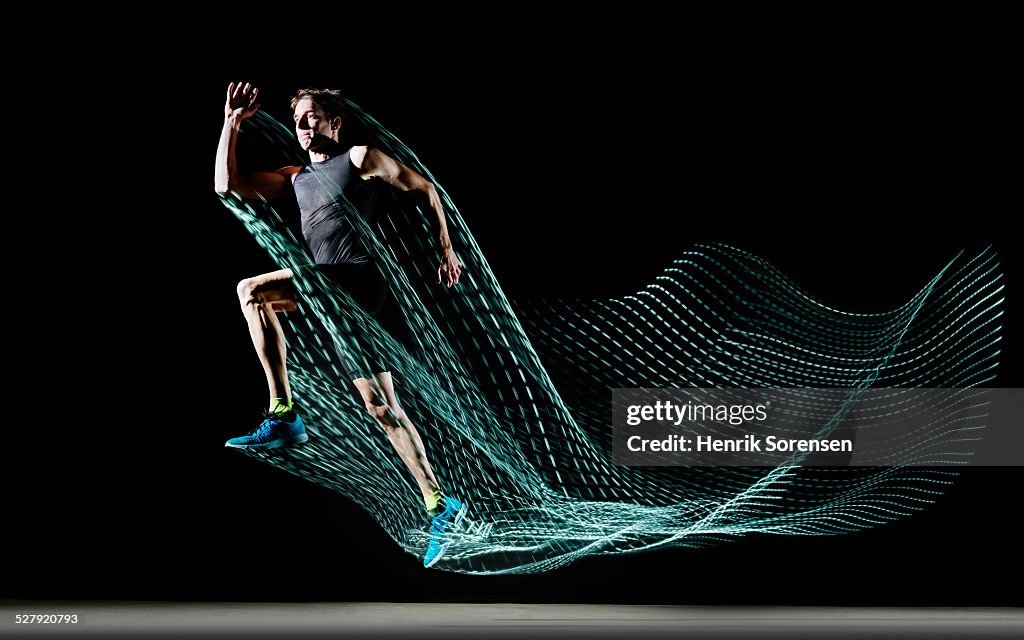 Athlete with lighttrace
