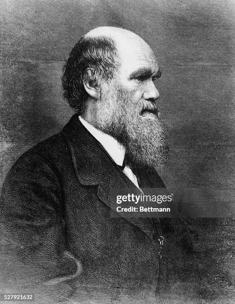 Charles Darwin, author of Origin of the Species, is shown. The great English naturalist of the 19th Century, 1809-1882, was published in illustration...