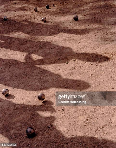 bocce balls - petanque court stock pictures, royalty-free photos & images