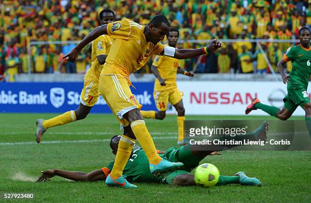 Ethiopia ,s Girma Adane during the 2013 Africa Cup of Nations soccer match, Zambia vs Ethiopia at Soccer City Mbombela on January 19 2013. Photo by...