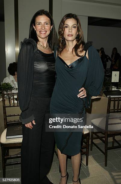 Mimi Rogers and Teri Hatcher during Donna Karan Luncheon and Fashion Show in Beverly Hills, California, United States.