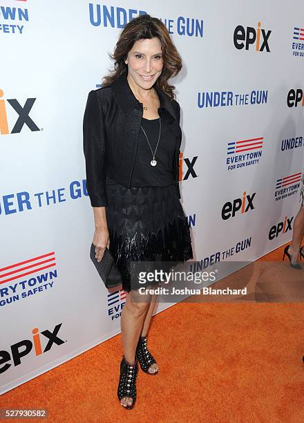 Actress Jo Champa attends the "Under The Gun" LA premiere featuring Katie Couric and Stephanie Soechtig at Samuel Goldwyn Theater on May 3, 2016 in...