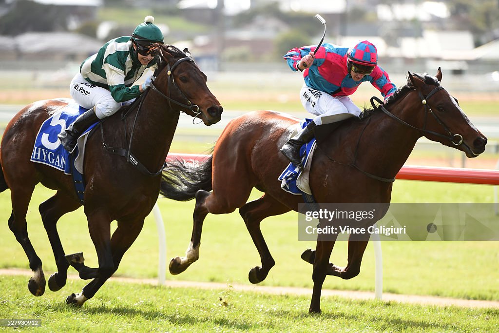 Jack Hill riding Vatiaz defeats Michelle Payne riding Sadia in Race 3 ...