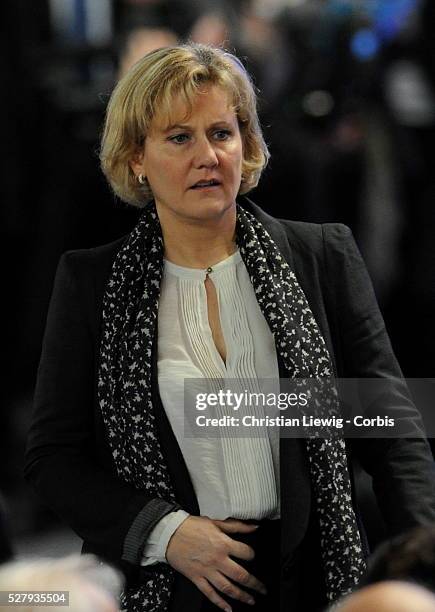 France's President and candidate for the upcoming election, Nicolas Sarkozy during a meeting in Villepinte, north of Paris, France. - Nadine Morano