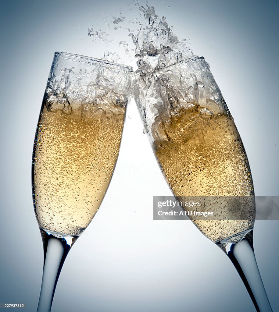 Champagne toasting splashing