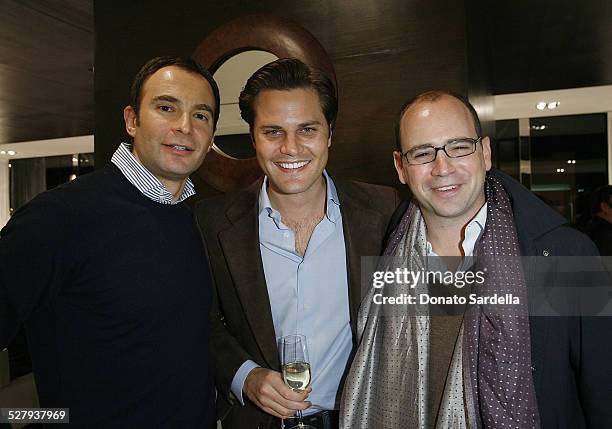 Nicola Albini, Christian Glaudenbernd and Vasco Noya attend Minotti Los Angeles And LA Art Show Present Young Collectors Night on January 22, 2010 in...