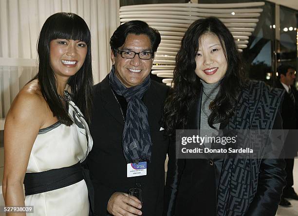 Mary Ta, Founder and Owner of Minotti Los Angeles, Robert Nieto and Heidi Chang attend Minotti Los Angeles And LA Art Show Present Young Collectors...