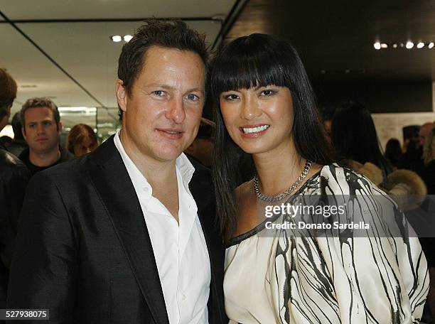 Lars Hypko and Mary Ta, Founder and Owner of Minotti Los Angeles attend Minotti Los Angeles And LA Art Show Present Young Collectors Night on January...