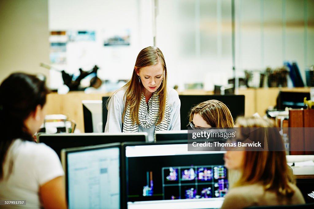 Female architects collaborating on project