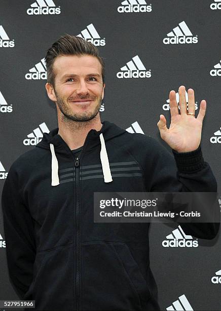 S David Beckham and Zinedine Zidane at Adidas store, Champs Elysees Avenue in Paris, France on February 28, 2013. Photo by Thierry...