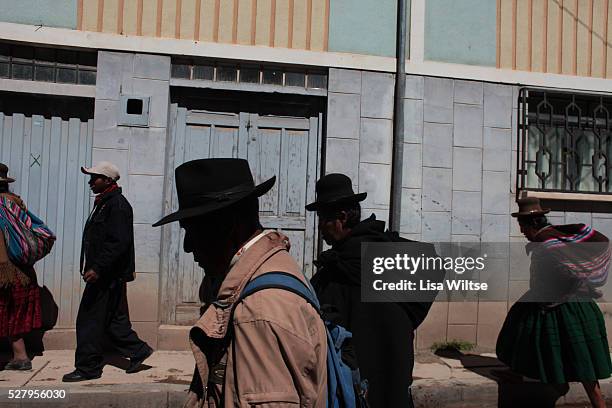 Virgen de la Candelaria. Participants preparing parade through the streets of Copacabana during the Fiesta de la Virgen de la Candelaria is held to...