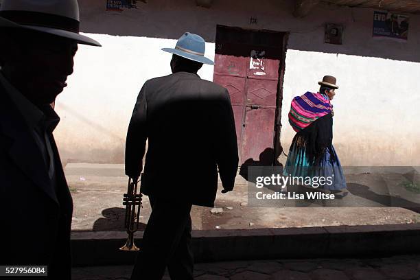 Virgen de la Candelaria. Drunken revellers during the Fiesta de la Virgen de la Candelaria is held to honour the Virgen or the Dark Virgin of the...