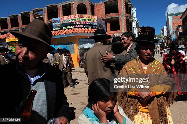 Virgen de la Candelaria. Drunken revellers during the Fiesta de la Virgen de la Candelaria is held to honour the Virgen or the Dark Virgin of the...