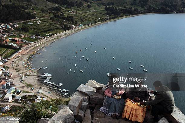 Virgen de la Candelaria View of Lake Titicaca during the Fiesta de la Virgen de la Candelaria is held to honour the Virgen or the Dark Virgin of the...