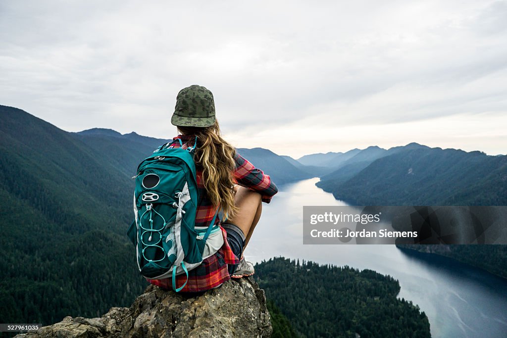 Hiking to a scenic viewpoint.