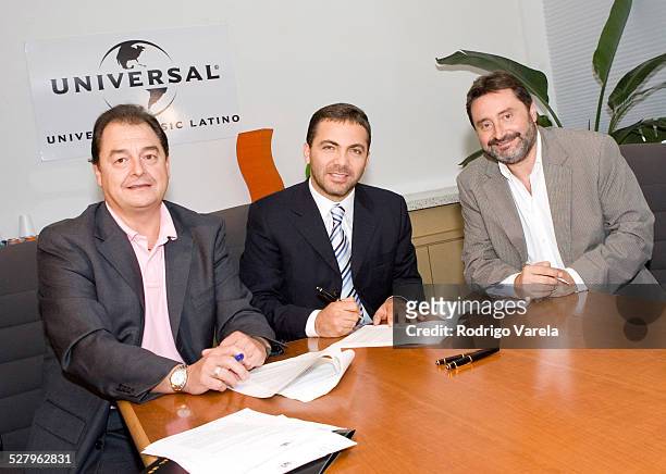 John Echevarria, president of Universal Music Latin, Cristian Castro and Jesus Lopez, chairman of Universal Music Latin America
