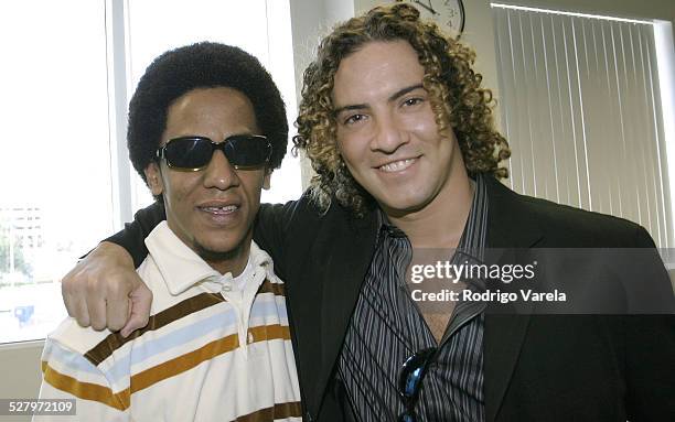 Tego Calderon and David Bisbal during e-Latin Grammy Carreras & Musica at Miami Dade College in Miami, Florida, United States.