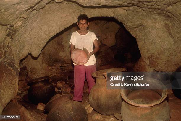 mayan pots in cha chem ha cave - cha in ha 個照片及圖片檔