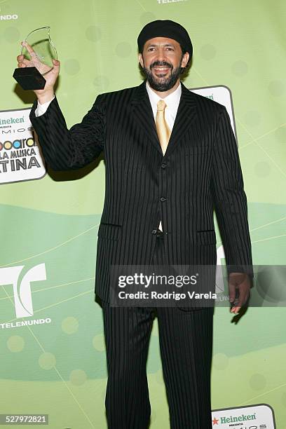 Juan Luis Guerra during 2005 Billboard Latin Music Awards - Press Room at Miami Arena in Miami, Florida, United States.