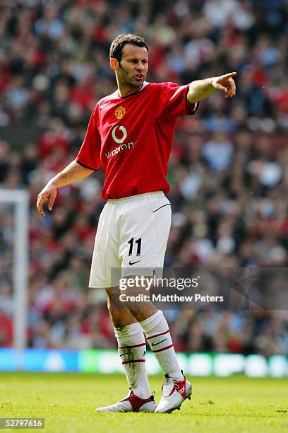 Ryan Giggs of Manchester United in action during the Barclays Premiership match between Manchester United and Newcastle United at Old Trafford on...