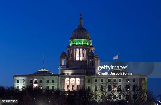 rhode island state capitol at dusk, providence, rhode island, 03.18.2014 - rhode island state house stock pictures, royalty-free photos & images