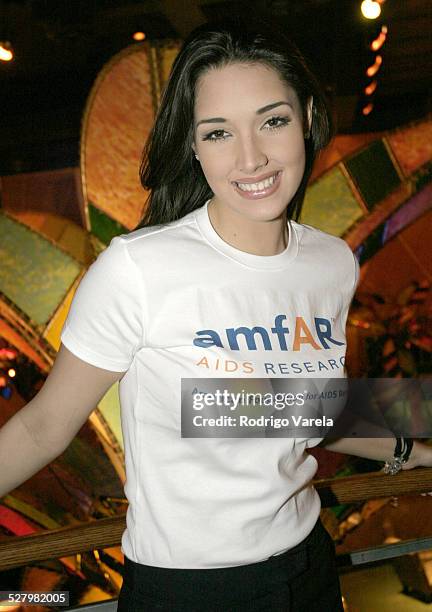 Amelia Vega, Miss Universe 2003 during Miss Universe Amelia Vega Welcomes Delegates from amfAR's HIV/AIDS Conference at Bongos Cafe in Miami,...