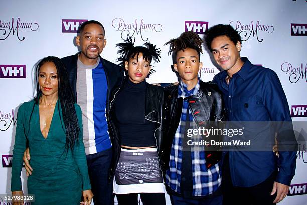 Jada Pinkett Smith, Will Smith, Willow Smith, Jaden Smith and Trey Smith attend the VH1 "Dear Mama" taping at St. Bartholomew's Church on May 3, 2016...