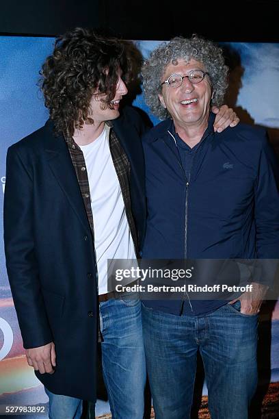 Director of the movie Elie Chouraqui and his son, actor of the movie Cesar Chouraqui attend the "L'origine de la violence" - Paris Premiere. Held at...