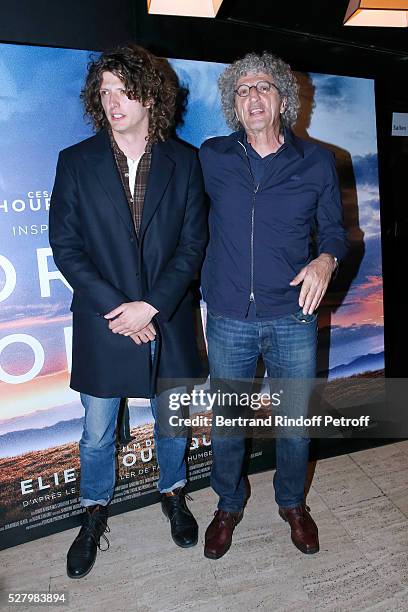 Director of the movie Elie Chouraqui and his son, actor of the movie Cesar Chouraqui attend the "L'origine de la violence" - Paris Premiere. Held at...