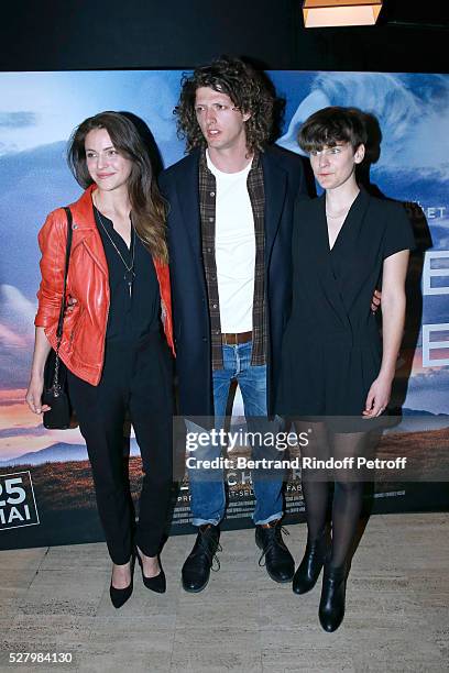 Actors of the movie Romaine Cochet, Cesar Chouraqui and Jeanne Cremer attend the "L'origine de la violence" - Paris Premiere. Held at Cinema "Le...