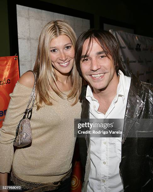 Paola Gaudeli and Hector Montaner during Elatinmusic Launching Party at Santo Restaurant in Miami Beach, Florida, United States.