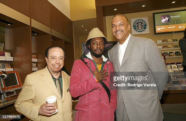Sergio Mendes, will.i.am and Ken Lombard, President of Starbucks Entertainment