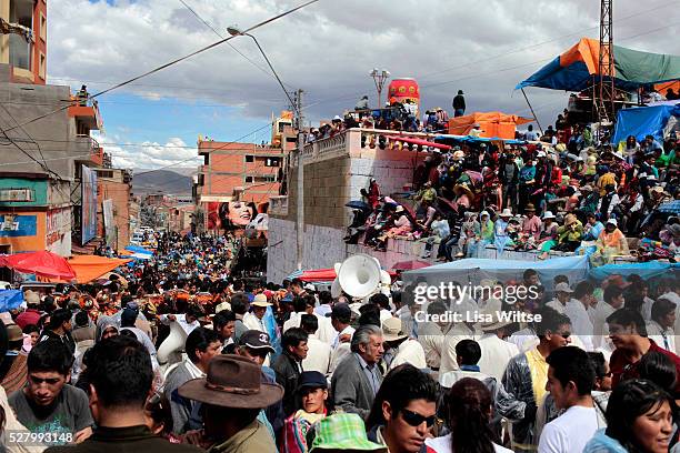 Record crowds fill the streets during the annual Oruro Carnival in Oruro, Bolivia on Februray 14, 2010. The Carnival of Oruro is a religious festival...